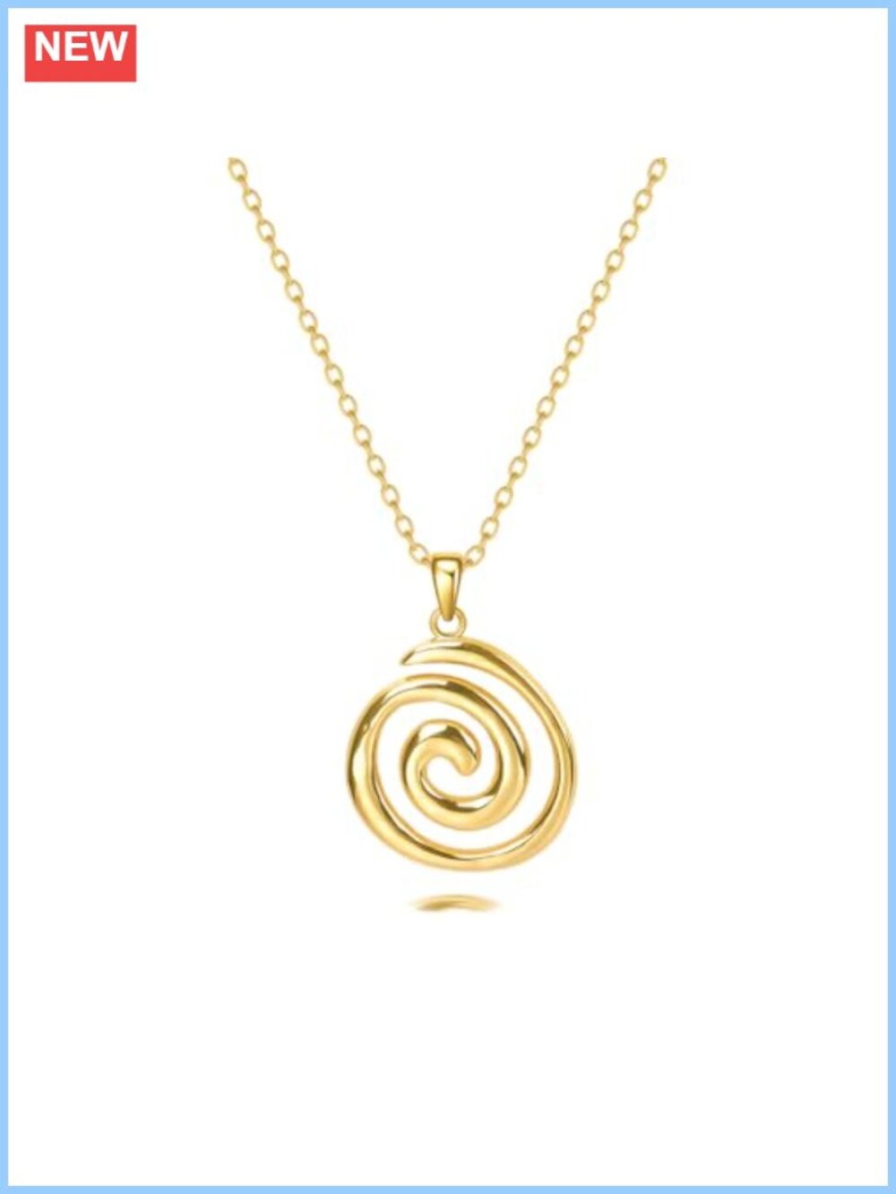 Spiral Pendant Necklace 14k Gold Plated Stainless Steel Adjustable Chain